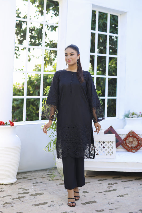 Mahtabi - 2 Piece Embroidered Dhanak Dress
