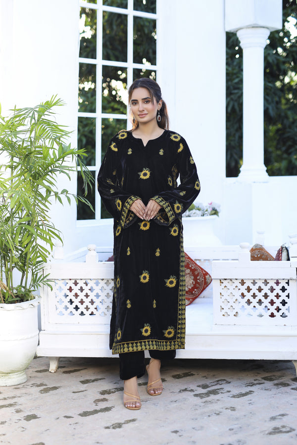 Nargis - 2 Piece Embroidered Luxury Velvet Dress